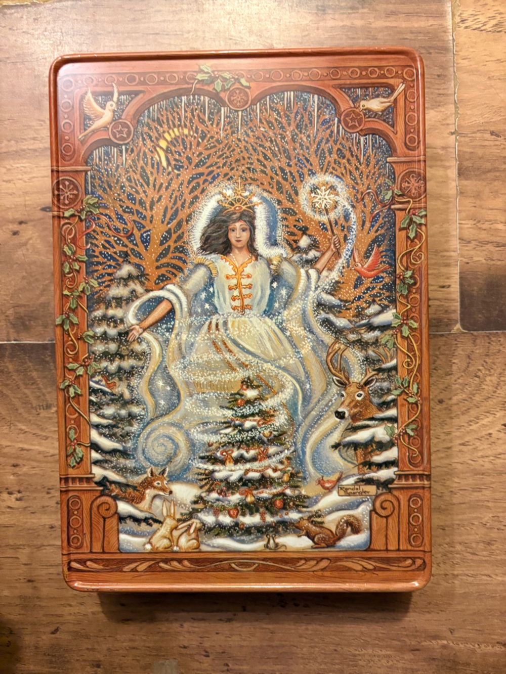 RANDAL SPANGLER 10" NUTCRACKER SNOW QUEEN CHRISTMAS TIN BOX CONTAINER CANISTER